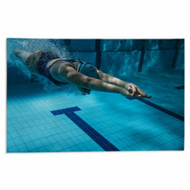 Athlete At The Swimming Pool Underwater Photo Rugs 78049772