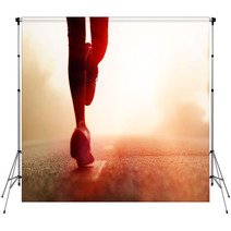 Athlete Running Road Silhouette Backdrops 43285502