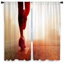 Athlete Running Road Silhouette Window Curtains 43285502
