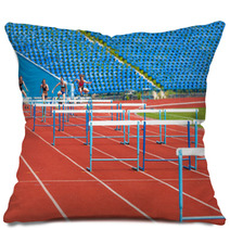 Athletes Race With Obstacles Pillows 65520424