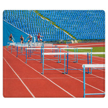 Athletes Race With Obstacles Rugs 65520424