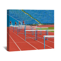 Athletes Race With Obstacles Wall Art 65520424