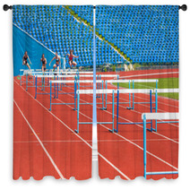 Athletes Race With Obstacles Window Curtains 65520424