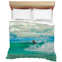 Athletic Surfer With Board Bedding 67795558