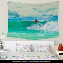 Athletic Surfer With Board Wall Art 67795558
