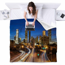 Atlanta Downtown Skyline During Twilight Blue Hour Blankets 59767429