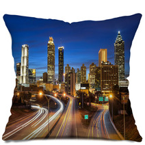 Atlanta Downtown Skyline During Twilight Blue Hour Pillows 59767429