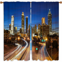 Atlanta Downtown Skyline During Twilight Blue Hour Window Curtains 59767429