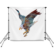 Attacking Eagle On A White Background Backdrops 119214009