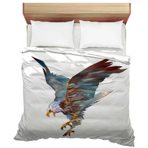 Attacking Eagle On A White Background Bedding 119214009
