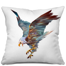Attacking Eagle On A White Background Pillows 119214009