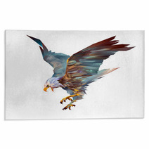 Attacking Eagle On A White Background Rugs 119214009