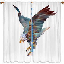 Attacking Eagle On A White Background Window Curtains 119214009