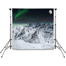 Aurora And Moon In Mountains Backdrops 44204321
