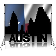 Austin Skyline And Text Reflected Texan Flag Illustration Backdrops 58244432