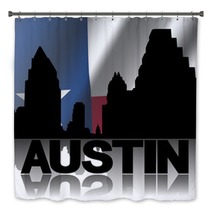 Austin Skyline And Text Reflected Texan Flag Illustration Bath Decor 58244432