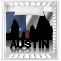 Austin Skyline And Text Reflected Texan Flag Illustration Nursery Decor 58244432