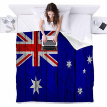 Australia Flag Grunge Background Blankets 63664885