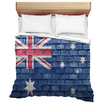 Australia Flag On A Brick Wall Bedding 45544548