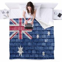 Australia Flag On A Brick Wall Blankets 45544548