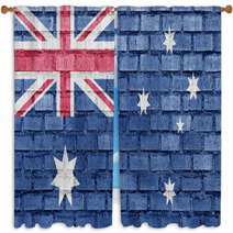 Australia Flag On A Brick Wall Window Curtains 45544548