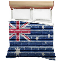 Australia Flag On An Old Brick Wall Bedding 45516112