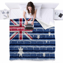 Australia Flag On An Old Brick Wall Blankets 45516112