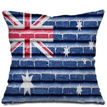 Australia Flag On An Old Brick Wall Pillows 45516112