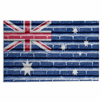 Australia Flag On An Old Brick Wall Rugs 45516112