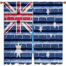 Australia Flag On An Old Brick Wall Window Curtains 45516112