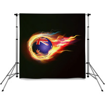 Australia Flag With Flying Soccer Ball On Fire Isolated Backdrops 64999027