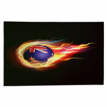 Australia Flag With Flying Soccer Ball On Fire Isolated Rugs 64999027