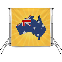 Australia Map Flag On Sunburst Illustration Backdrops 61410343