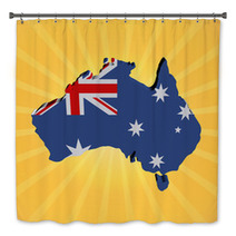 Australia Map Flag On Sunburst Illustration Bath Decor 61410343