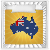 Australia Map Flag On Sunburst Illustration Nursery Decor 61410343