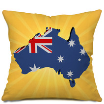 Australia Map Flag On Sunburst Illustration Pillows 61410343