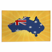 Australia Map Flag On Sunburst Illustration Rugs 61410343