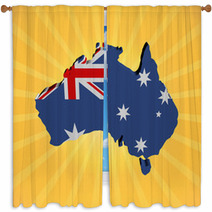 Australia Map Flag On Sunburst Illustration Window Curtains 61410343