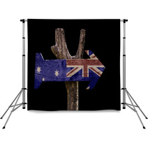 Australia Wooden Sign Isolated On Black Background Backdrops 68094844