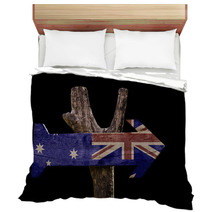 Australia Wooden Sign Isolated On Black Background Bedding 68094844