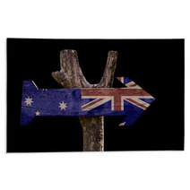 Australia Wooden Sign Isolated On Black Background Rugs 68094844