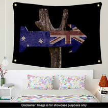 Australia Wooden Sign Isolated On Black Background Wall Art 68094844