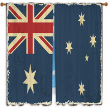 Australian Grunge Flag Vector Illustration Window Curtains 68331923