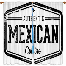 Authentic Mexican Restaurant Cuisine Stamp Window Curtains 202397183
