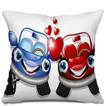 Automobili D'Amore Cartoon-Love Cars-Vector Pillows 26501701