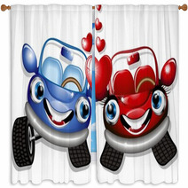 Automobili D'Amore Cartoon-Love Cars-Vector Window Curtains 26501701