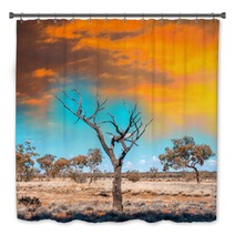 Autralian Outback Terrain Colors With Bush And Red Sand Bath Decor 68339538