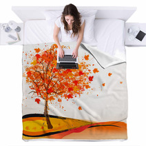 Autumn Background With A Tree. Vector. Blankets 70646141