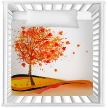 Autumn Background With A Tree. Vector. Nursery Decor 70646141