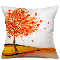 Autumn Background With A Tree. Vector. Pillows 70646141